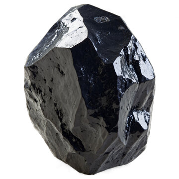 Shungite stone in rough shape 3D on transparent  transparent background isolated png stock