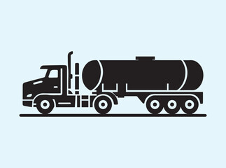 Fototapeta premium Side View Silhouette of Tanker Truck