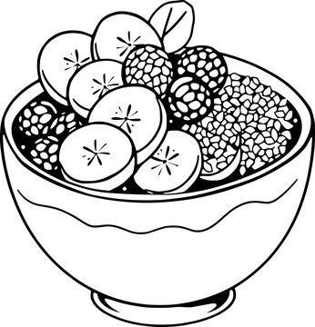 black and white fruit bowl clip art preview