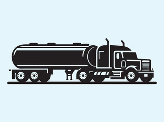 Tanker Truck Silhouette Isolated on White