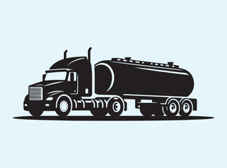 Fototapeta premium Fuel Truck Black Outline Illustration