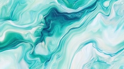 Obraz premium Abstract swirl pattern of teal and white acrylic paint.