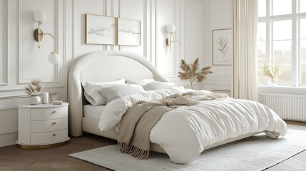 Bright and Cozy Modern Bedroom with Elegant Decor and Soft Textures
