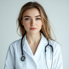Beautiful nurse close-up, doctor and nurse portrait close-up