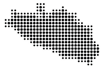Symbol Map of the State Guerrero (Mexico) showing the territory with a pattern of black circles