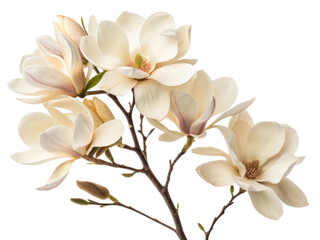 Magnolia flowers bloom beautifully with soft petals and delicate colors, creating serene and elegant atmosphere