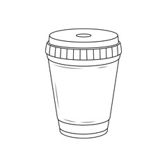 Minimal black and white line art of a takeaway coffee cup. Vector illustration perfect for cafe branding, menu design, coffee-related content, and packaging.