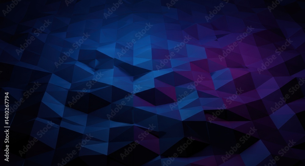 Poster abstract low poly background with dark blue and purple gradient