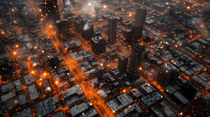 Obraz premium Managing economic inequality and poverty risks in urban environments aerial view of city landscapes