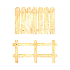 Hand drawn wooden fence isolated on white background. Can be used for postcard, label, scrapbook and other printed products.
