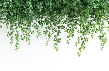 Fototapeta premium Green foliage cascading down a white wall