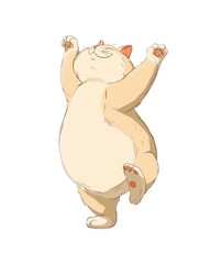 Happy Dancing Cat on Light Gray Background