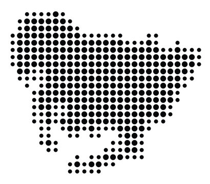 Symbol Map of the Prefecture Aichi (Japan) showing the territory with a pattern of black circles