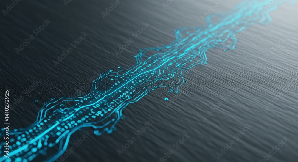 Poster Abstract Technology Circuit Board With Binary Code Flowing Through It
