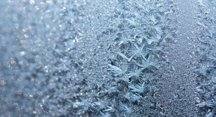 Obraz premium Abstract Frost Crystal Formation on Window Glass in Winter Season