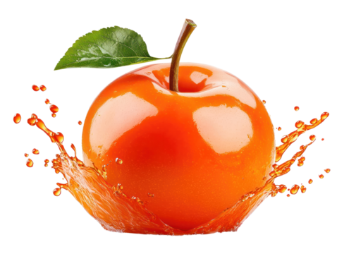 Juicy orange apple splash studio setting cutout background vibrant colors close-up view fresh concept