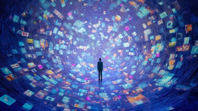 Amid a whirlwind of notifications and icons, one feels overwhelmed by digital chaos