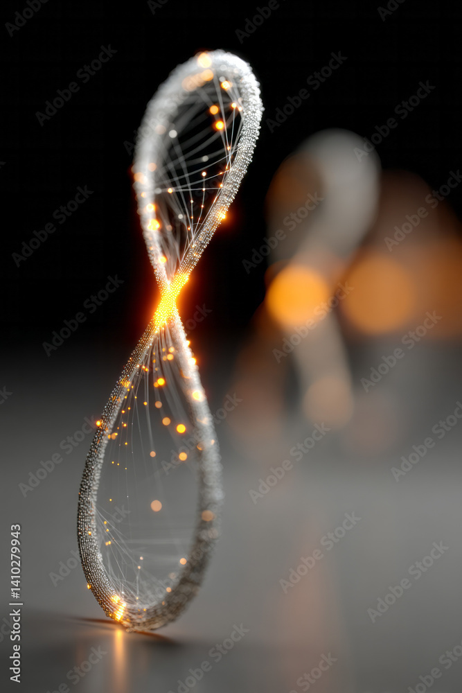 Poster abstract image of infinity loop made of glowing threads.