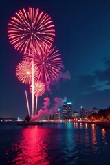 New Year's Day background with qr code and fireworks, fireworks, qr code