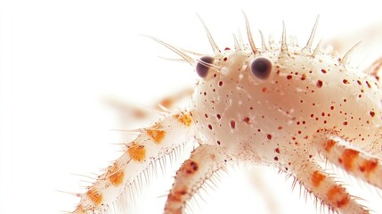 Pulex irritans under microscopic examination, isolated against a clean white background for scientific study.