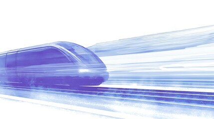 Obraz premium Fast Moving Train in Abstract Artistic Style with Blue Hues