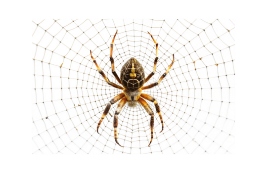 spider web with spider isolated on white background PNG. GENERATIVE AI