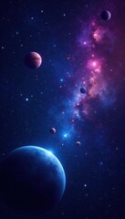Celestial canvas of twinkling stars and planets, void, nebula, stars
