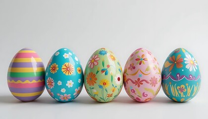 Fototapeta premium Easter eggs, colorful, decorated, vibrant patterns, stripes, polka dots, floral designs