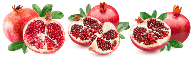 set of pomegranate isolated on a white background