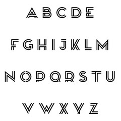 Modern decorative English alphabet with double-line design, featuring clean geometric shapes ideal for logos, monograms, emblems, and initials