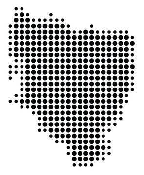 Symbol Map of the Provincia Huesca (Spain) showing the territory with a pattern of black circles