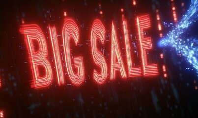 Big sale neon sign with digital effects
