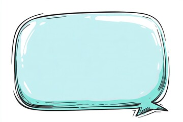 Sketchy speech bubble with a blue fill. Communication icon for text and message dialog