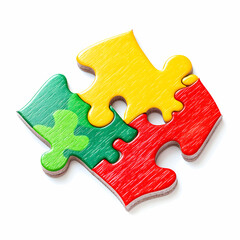 Obraz premium Colorful Wooden Puzzle Piece Combination