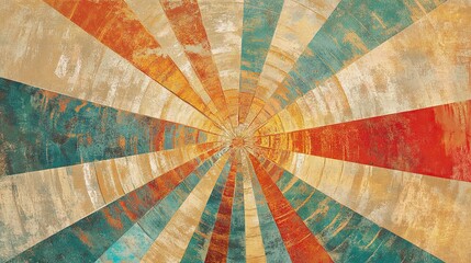 A captivating radial design with a vintage aesthetic and textural elements