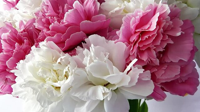 Pink and white peonies bouquet, close-up, studio, floral design, website