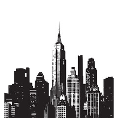 Fototapeta premium New York city silhouette of cityscape white background