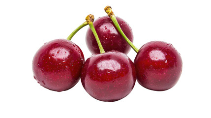 Fresh cherries cluster cutout background studio photography natural environment close-up view healthy concept