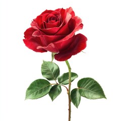 Fototapeta premium Beautiful red rose flower isolated on white background image
