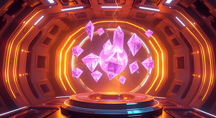 Futuristic Quantum Processor with Floating Crystal Tech