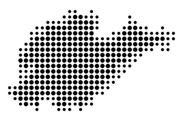 Symbol Map of the Province Shandong (People's Republic of China) showing the territory with a pattern of black circles
