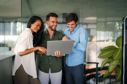 Software engineers using laptop computer with global network connection, Technology, innovation