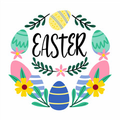 Fototapeta premium Happy Easter day. Ester decoration. Cute Easter background 