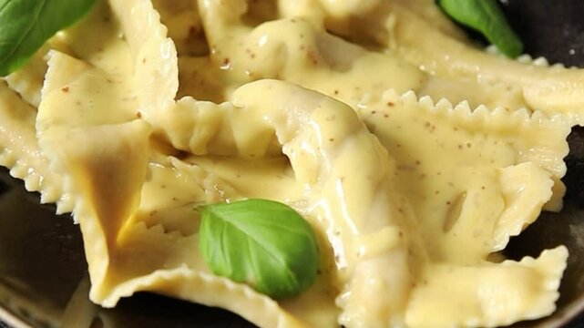 Pasta pappardelle filling main course appetizer dish fresh gourmet food background on the table rustic food top view copy space