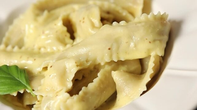 Pasta pappardelle filling main course appetizer dish fresh gourmet food background on the table rustic food top view copy space