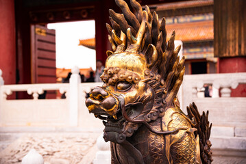 Chinsese guardian dragon at Forbidden city in Beijing, China.