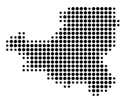 Symbol Map of the Kanton Schwyz (Switzerland) showing the Kanton with a pattern of black circles