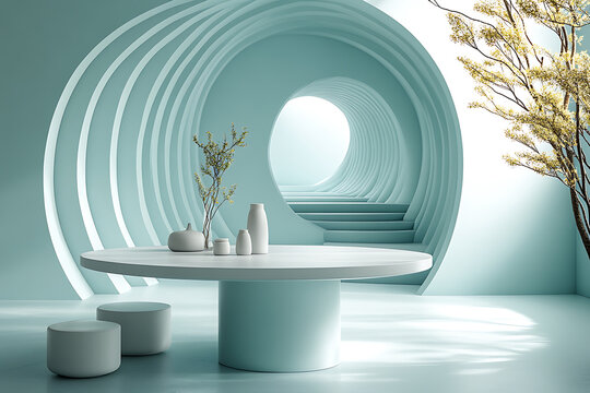 Light blue technological background with minimal 3D objects, creating a clean and modern scene for tech, presentations, and digital branding visuals.

