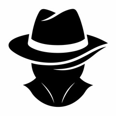 detective hat black silhouette on white background