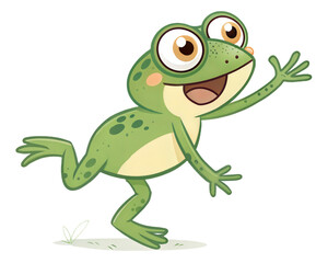 Naklejka premium Cute Frog Jumping with Joy Against White Background 